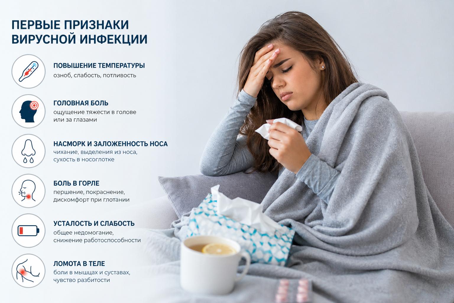 Первые признаки вирусной инфекции: как распознать вовремя и действовать без паники