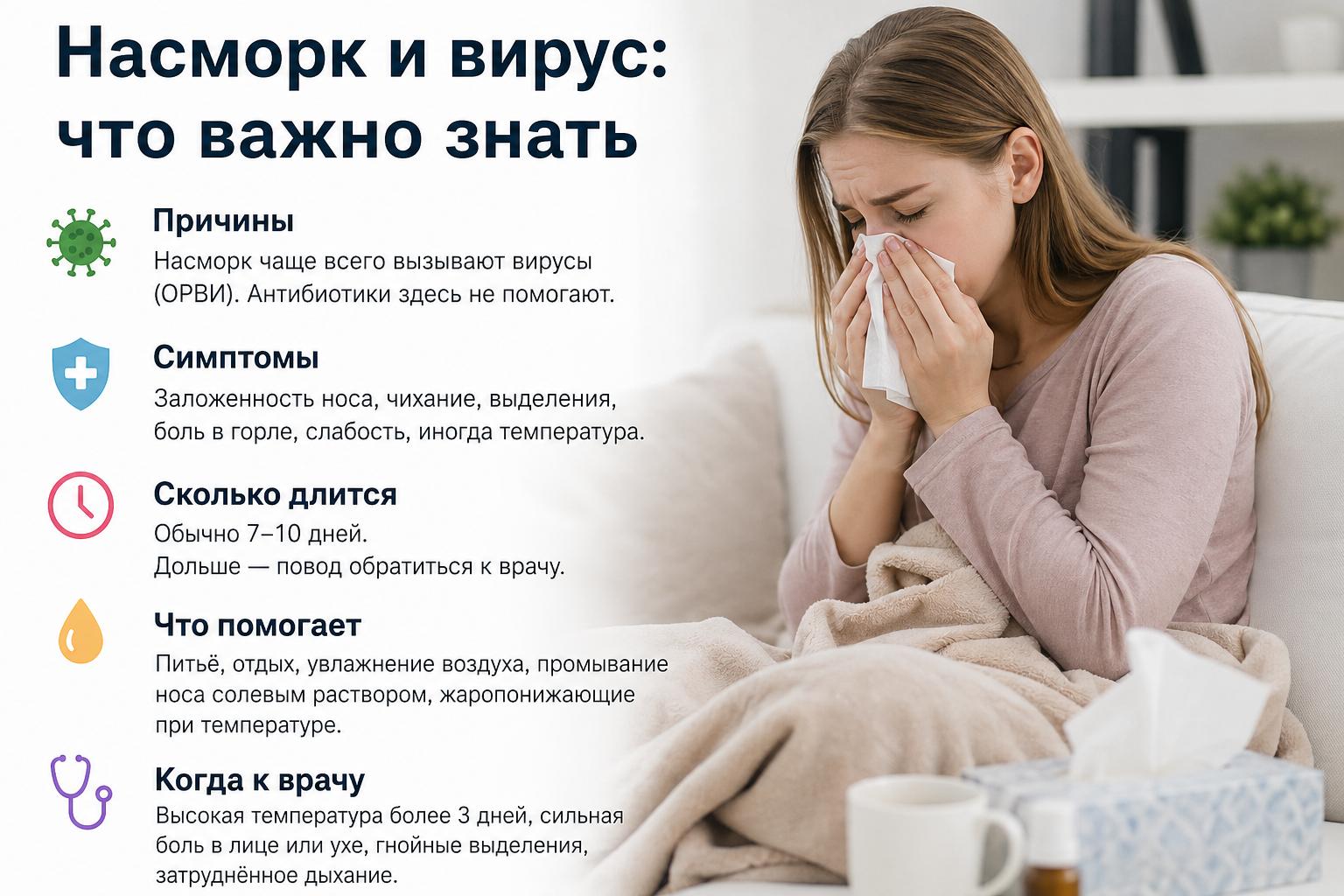 Насморк и вирус: что важно знать, чтобы не тратить дни впустую